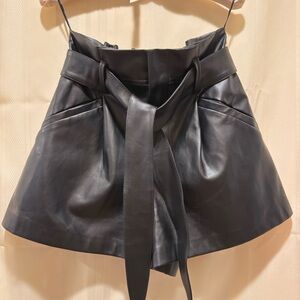 High Waist Black Leather Shorts
